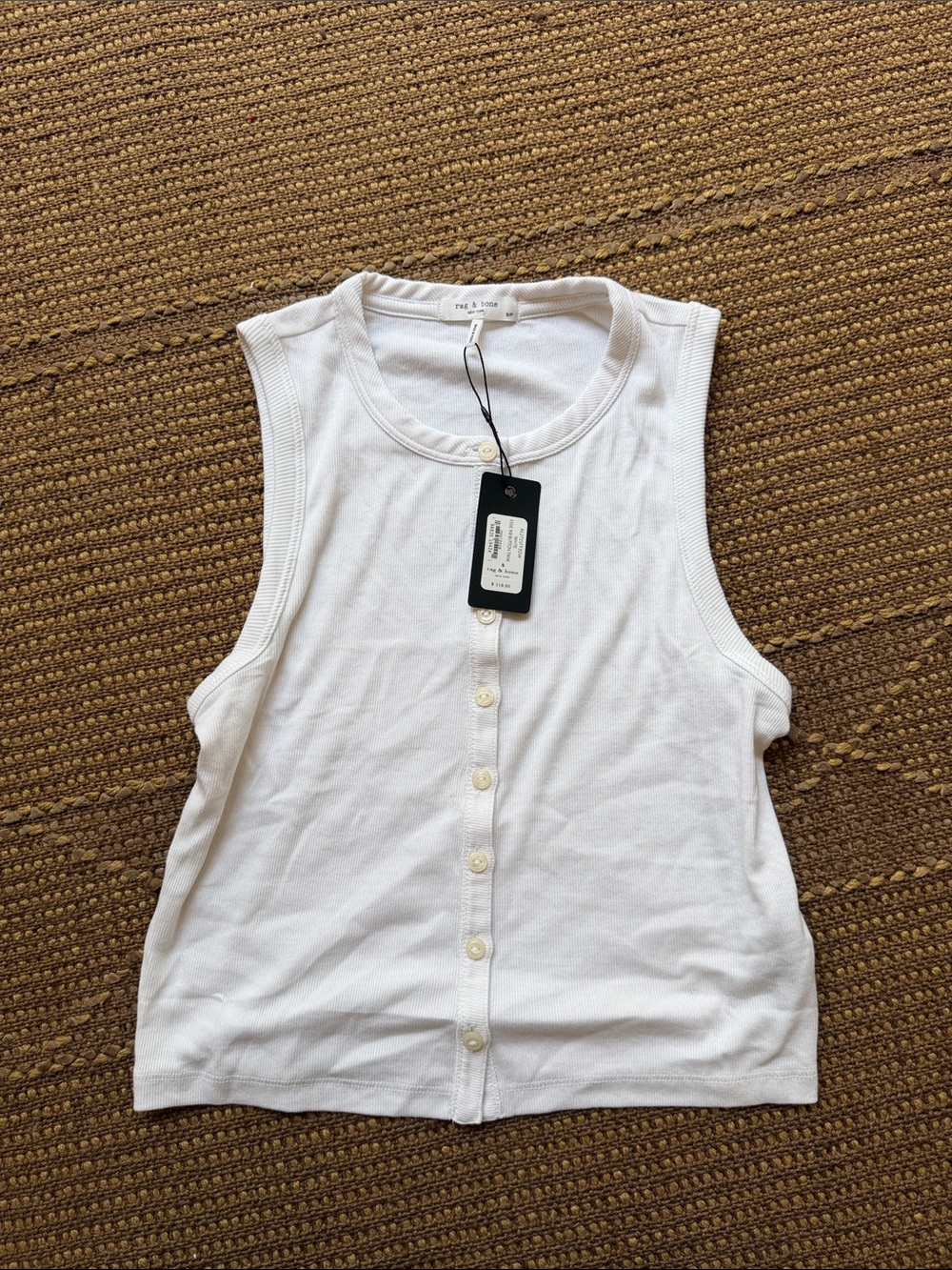 rag & bone White Button-Front Sleeveless Tank